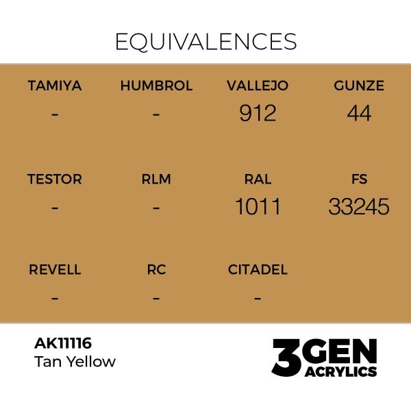 AK 11116 17 ml. Tan Yellow, 3GEN Akrilik Model Boyası