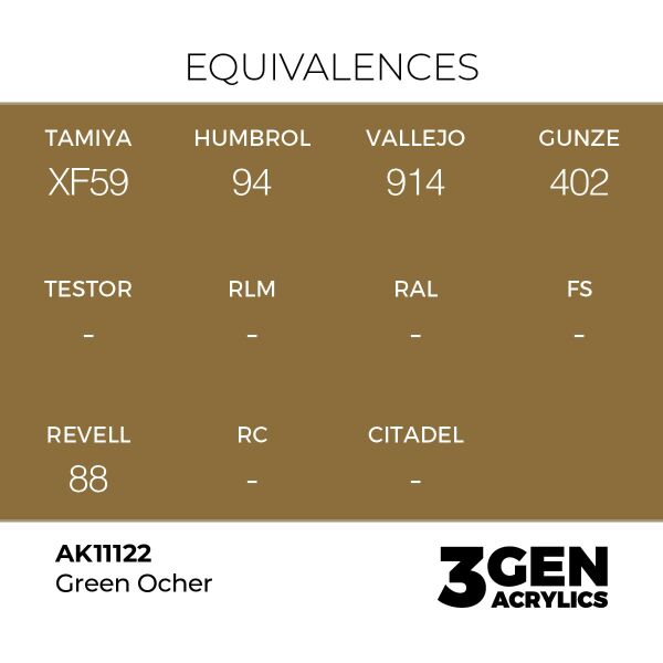 AK 11122 17 ml. Green Ocher, 3GEN Akrilik Model Boyası