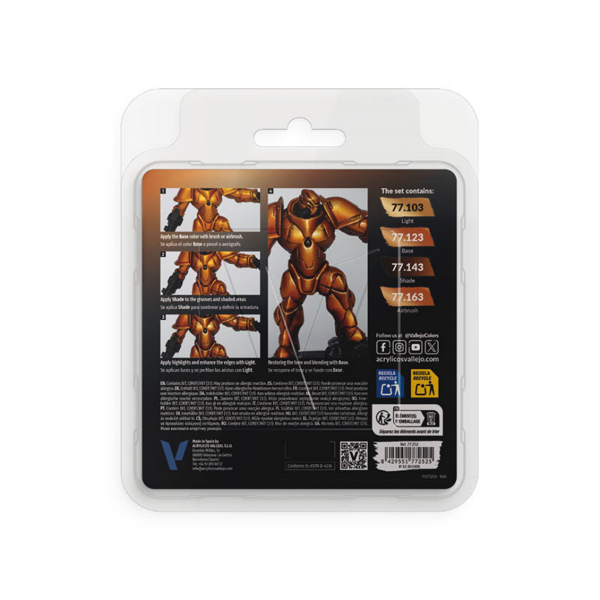 Vallejo 77252 4x18 ml. Imperial Gold, True Metallic Metal (TMM) Serisi Model Boyası Seti