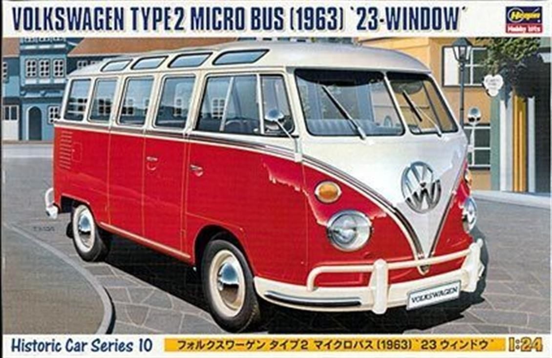 Hasegawa HC10 21210 1/24 Ölçek, Volkswagen Type 2 Micro Bus (1963) 23-Window, Minibüs, Plastik Model kiti