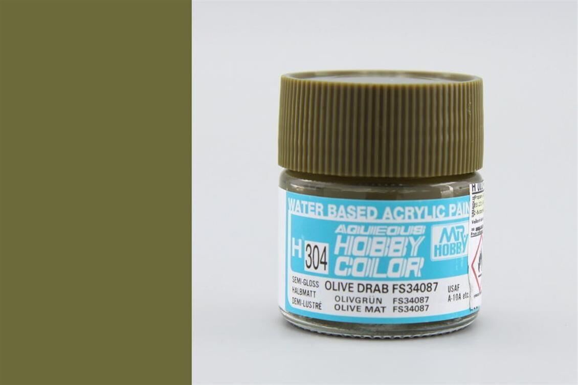 Mr.Hobby H-304 10 ml. Olive Drab FS 34067, Aqueous Serisi Model Boyası