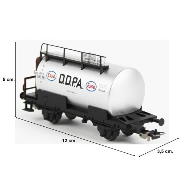 Piko (Hobby) 27715 1/87 Ölçek, Esso Tanklı ve Frenci Platformlu, DSB 3.Dönem, Model Tren Yük Vagonu