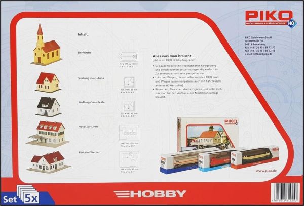 Piko 61925 1/87 Ölçek, Kırsal Binalar Seti, 5 Adet, Plastik Model Kiti
