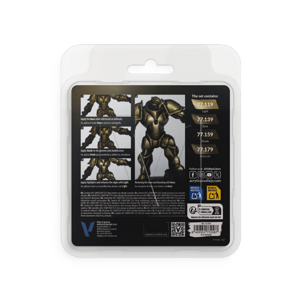 Vallejo 77258 4x18 ml. Aged Metal, True Metallic Metal (TMM) Serisi Model Boyası Seti