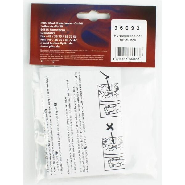 Piko 36093 1/22,5 Ölçek, GER: Tampon Seti, BR 80 için , 3 set