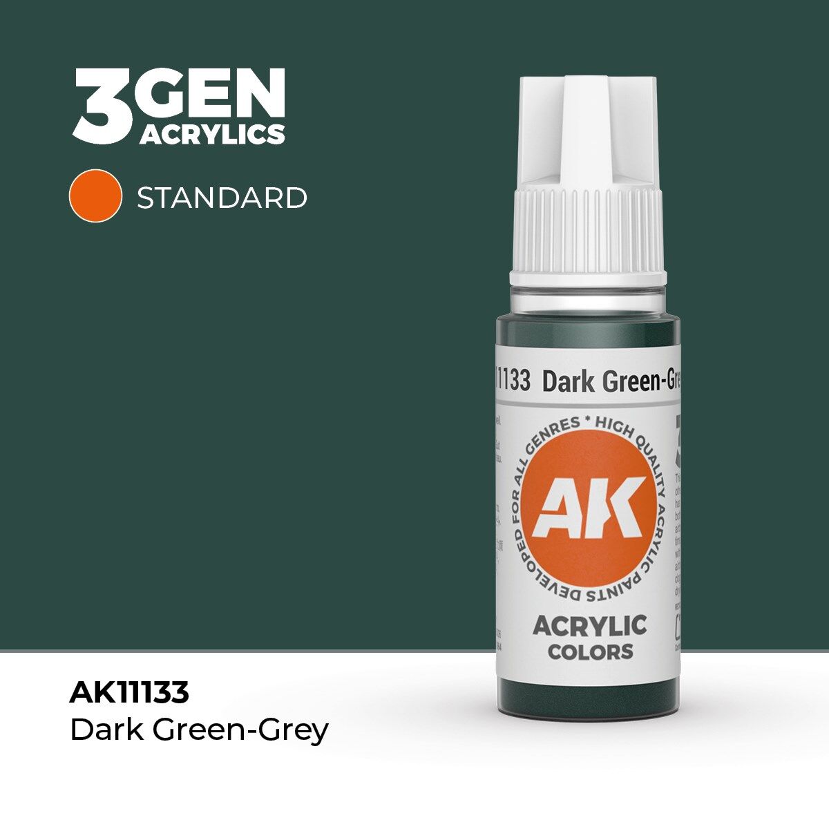 AK 11133 17 ml. Dark Green-Grey, 3GEN Akrilik Model Boyası