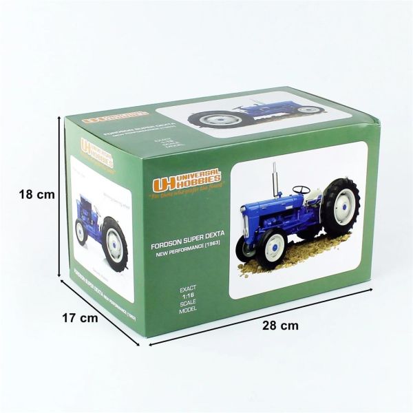 Universal Hobbies UH2900 1/16 Ölçek, Fordson Super Dexta 1963 Traktör, Sergilemeye Hazır Metal Tarımsal Makina Modeli
