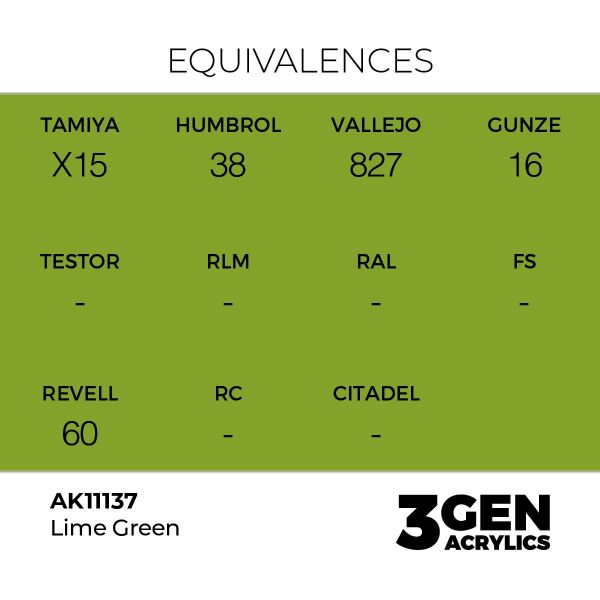 AK 11137 17 ml. Lime Green, 3GEN Akrilik Model Boyası