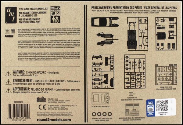 AMT 834M 1/25 Ölçek, 1967 Shelby GT350 Black Araba, Plastik Model kiti