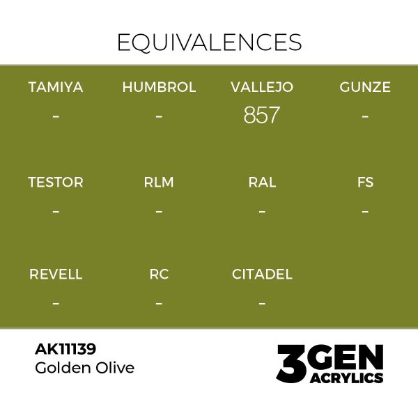 AK 11139 17 ml. Golden Olive, 3GEN Akrilik Model Boyası