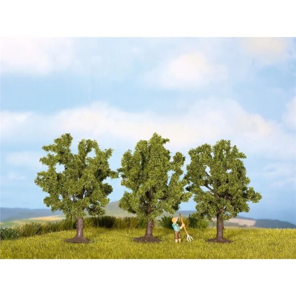 Noch 25510 Yeşil Çiçekli Meyva Ağaçları, 4,5 cm. 3 Adet, Diorama Malzemesi