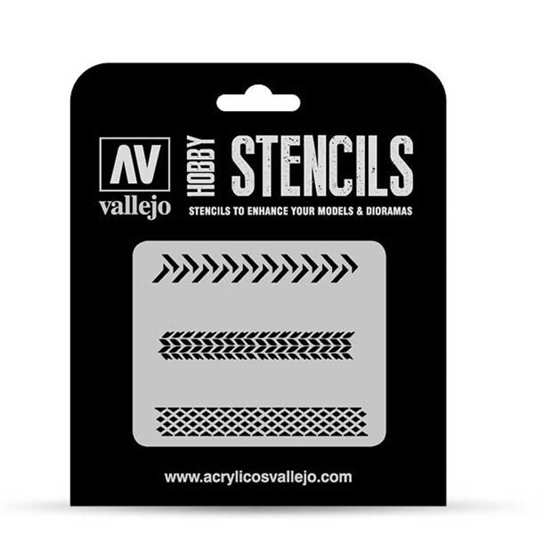 Vallejo ST-TX002 1/35 Ölçek, Tekerlek İzleri Desenli Esnek Boya Şablonu