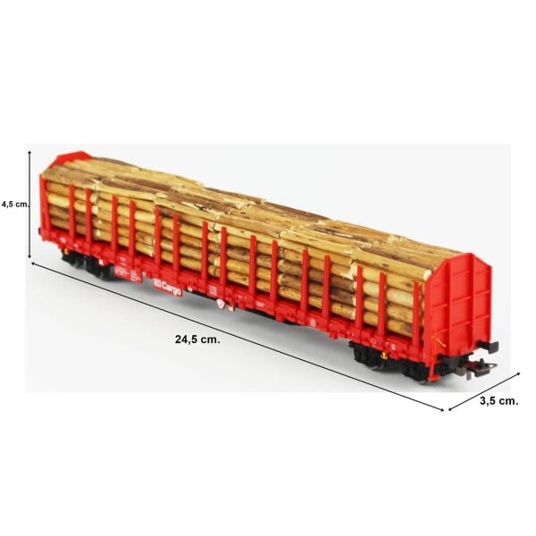 Piko (Expert) 54339 1/87 Ölçek, Roos-t642, Tomruk Taşıyan, DB AG 5.Dönem, Model Tren Yük Vagonu