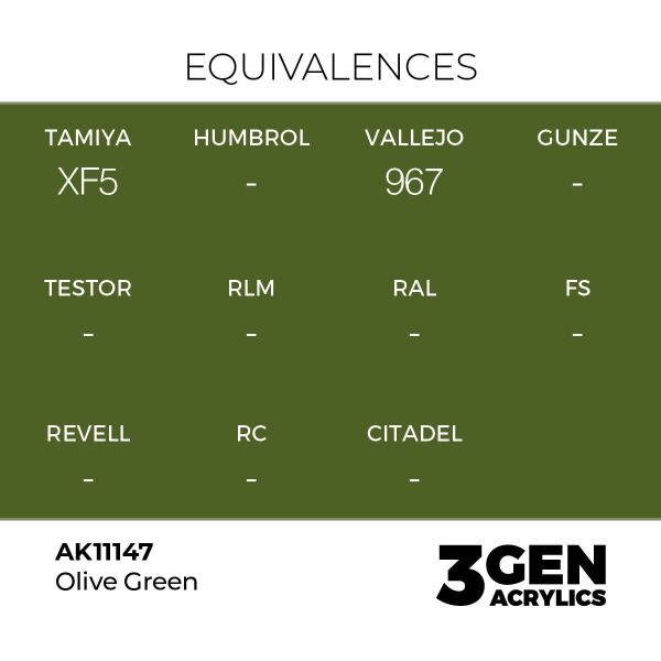 AK 11147 17 ml. Olive Green, 3GEN Akrilik Model Boyası