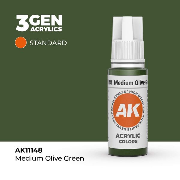 AK 11148 17 ml. Medium Olive Green, 3GEN Akrilik Model Boyası