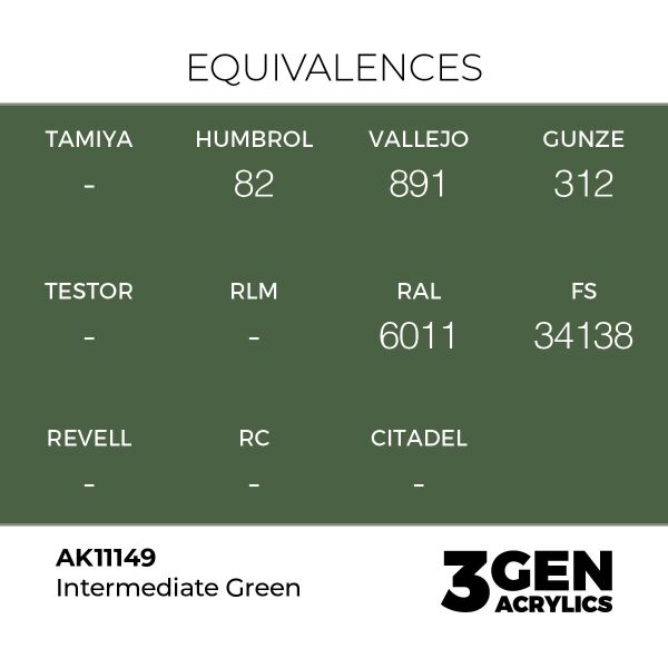 AK 11149 17 ml. Intermediate Green, 3GEN Akrilik Model Boyası