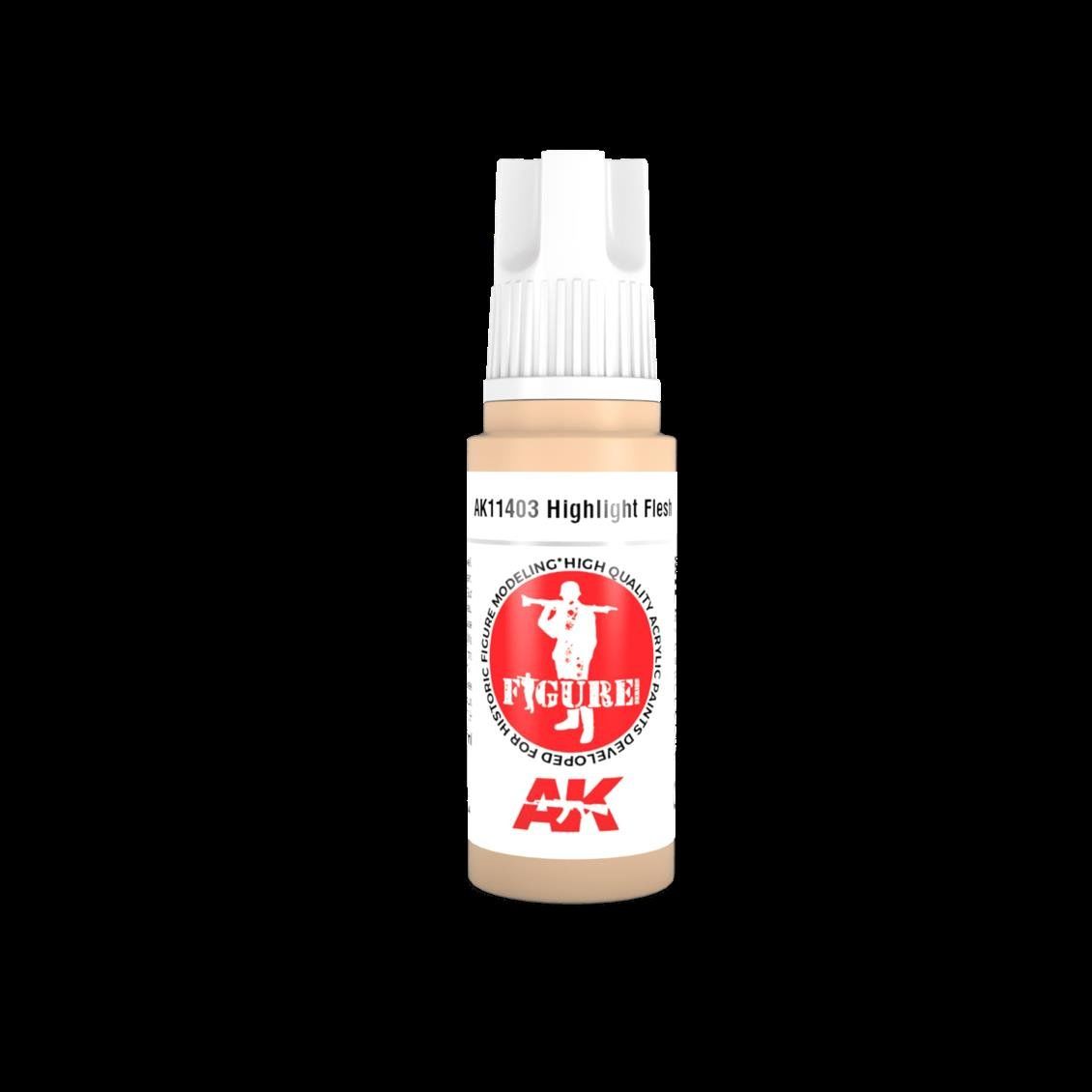 AK Interactive 11403 17 ml. Highlight Flesh, Figürler için Akrilik Model Boyası