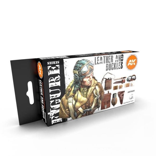 AK Interactive 11620 6x17 ml. Deri,Toka ve Ayakkabı Boyaları, Akrilik Model Boyası Seti