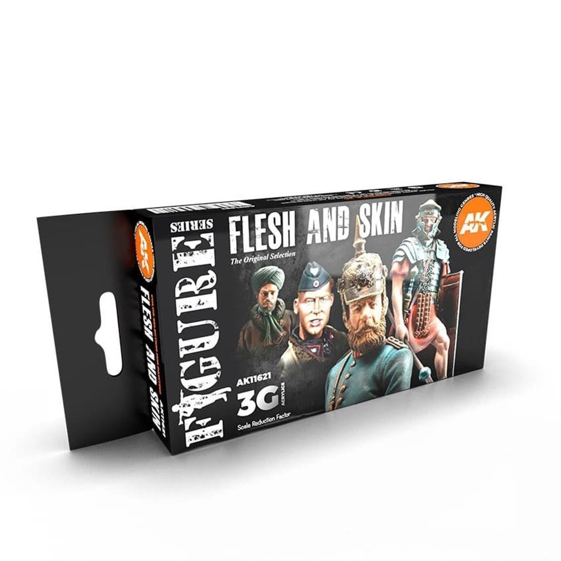 AK Interactive 11621 6x17 ml. Ten Renkleri, Figürler için, Akrilik Model Boyası Seti