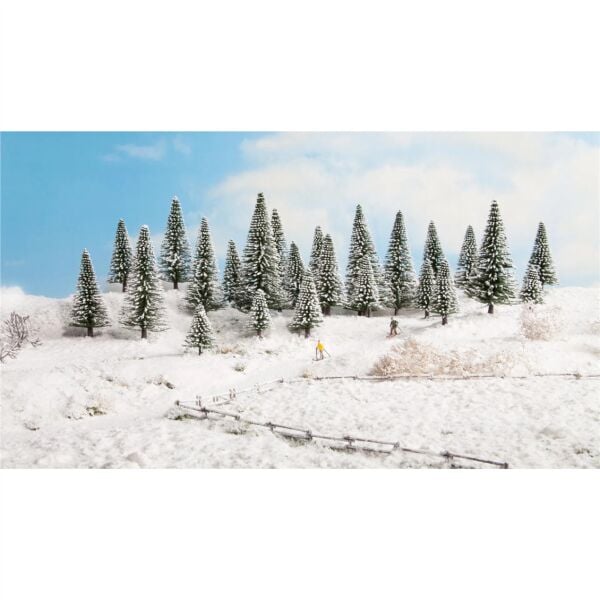 Noch 32828 Karlı Çam Ağaçları, 25 Adet, 3,5-9 cm. Diorama Malzemesi