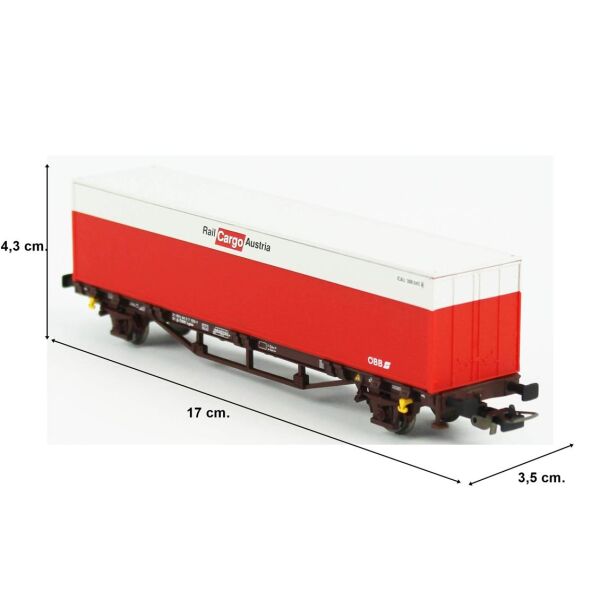 Piko (Hobby) 57762 1/87 Ölçek, 40 lık Konteyner Taşıyan, ÖBB 6.Dönem, Model Tren Yük Vagonu
