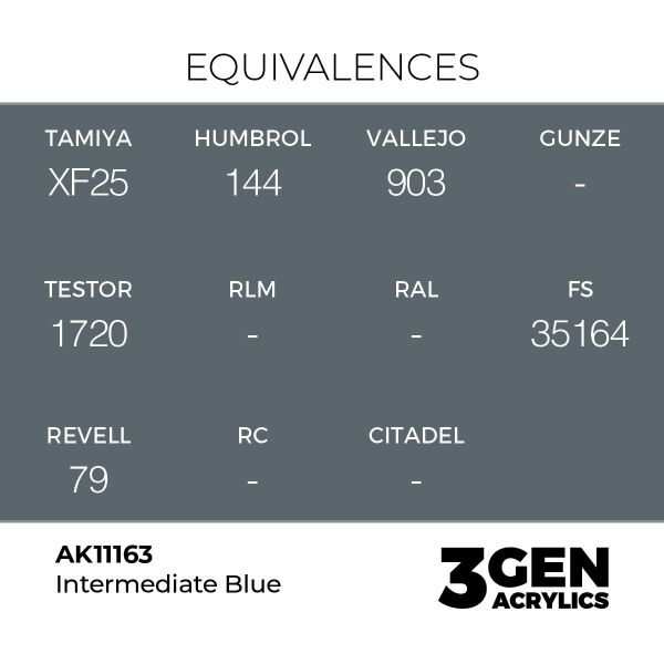 AK 11163 17 ml. Intermediate Blue, 3GEN Akrilik Model Boyası