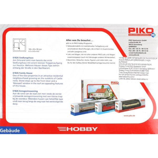 Piko 61826 1/87 Ölçek, Aile Evi, Plastik Model Kiti