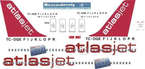 Nazca Decals Atj001 1/144 Ölçek, Atlasjet Decal-Standard Scheme With C