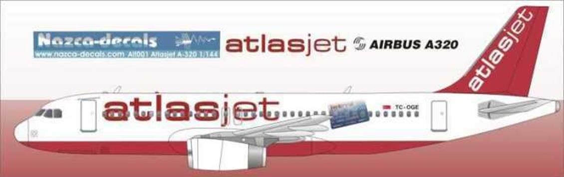Nazca Decals Atj001 1/144 Ölçek, Atlasjet Decal-Standard Scheme With C