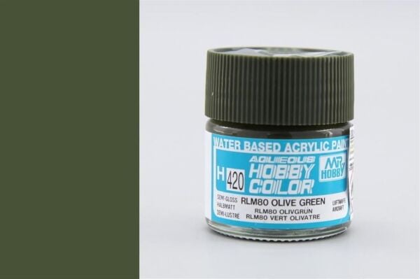 Mr.Hobby H-420 10 ml. RLM80 Olive Green, Aqueous Serisi Model Boyası
