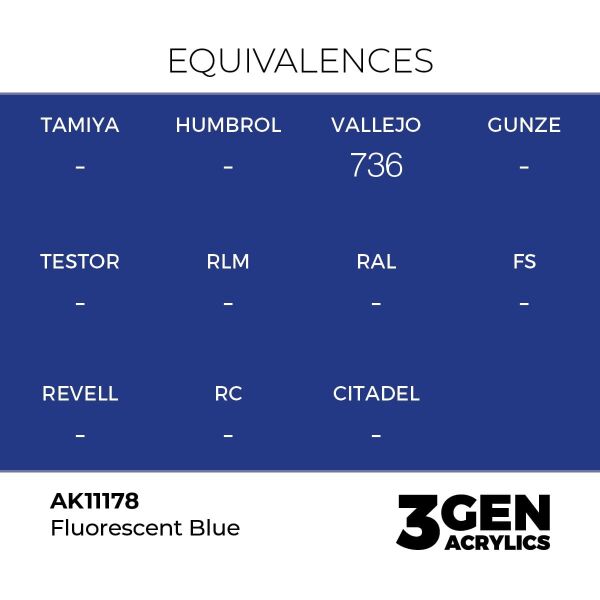 AK 11178 17 ml. Fluorescent Blue, 3GEN Akrilik Model Boyası