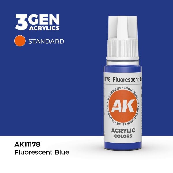 AK 11178 17 ml. Fluorescent Blue, 3GEN Akrilik Model Boyası