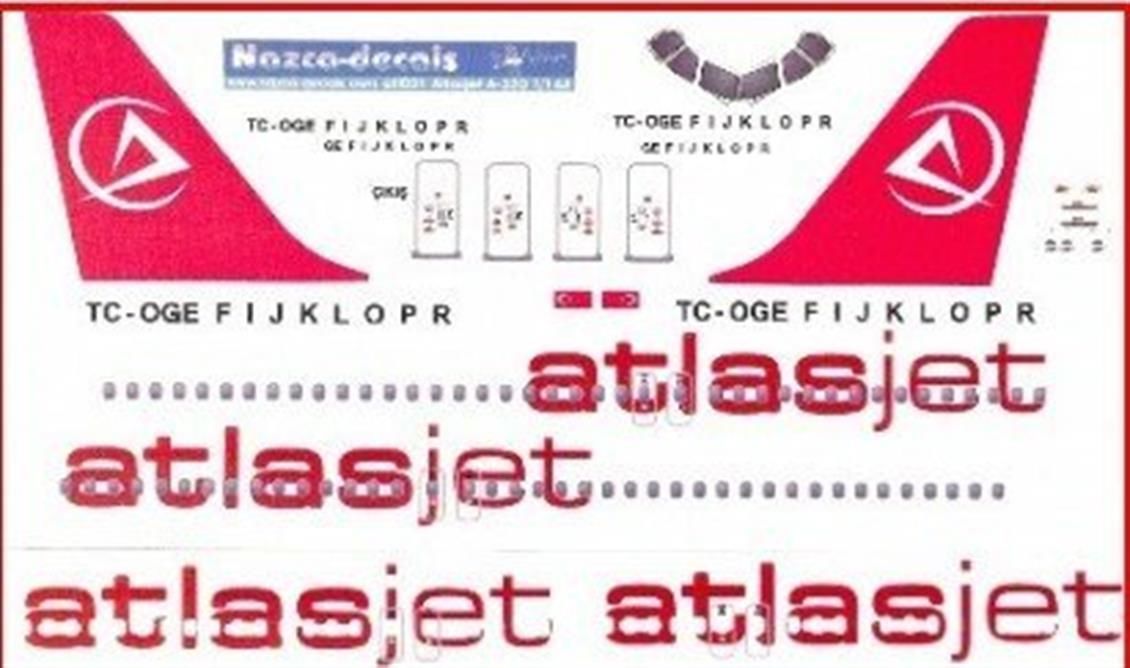Nazca Decals Atj002 1/144 Ölçek, Atlasjet Decal-New Scheme With New Ta