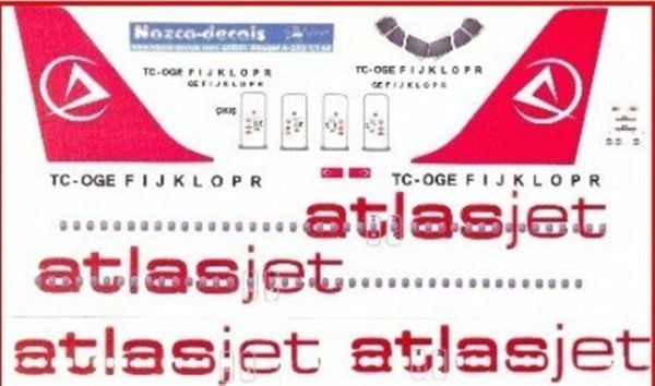 Nazca Decals Atj002 1/144 Ölçek, Atlasjet Decal-New Scheme With New Ta
