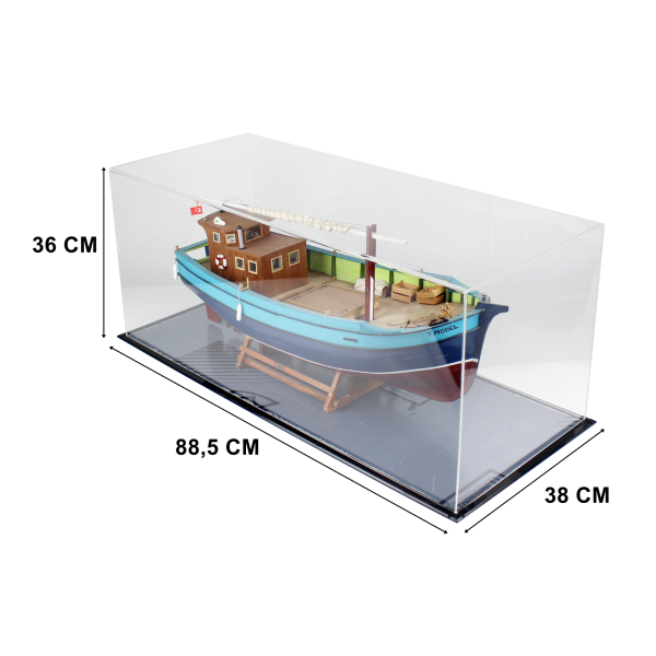 QD402 70 cm. Karadeniz Takası, Sergilemeye Hazır, Camekanlı Ahşap Gemi Modeli