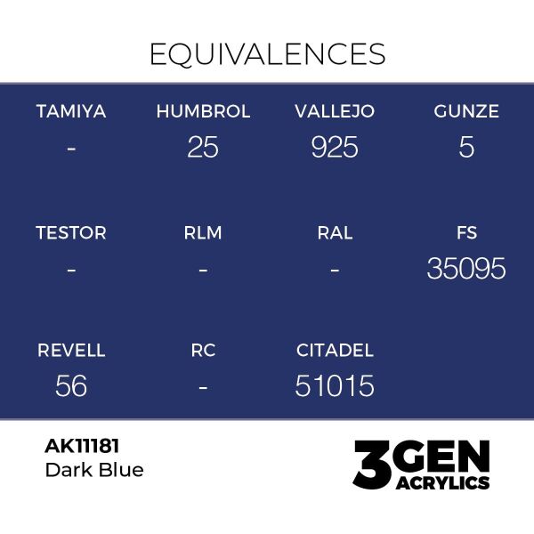 AK 11181 17 ml. Dark Blue, 3GEN Akrilik Model Boyası