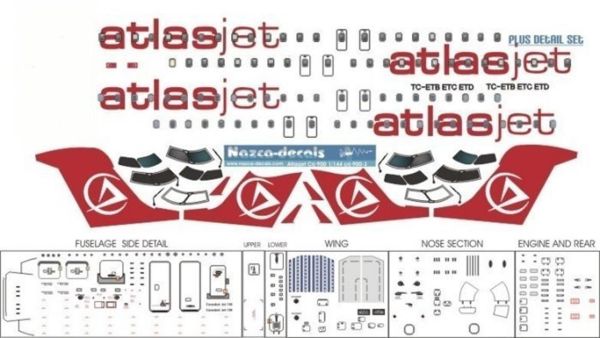 Nazca Decals Crj9003 1/144 Ölçek, Atlasjet Crj-900