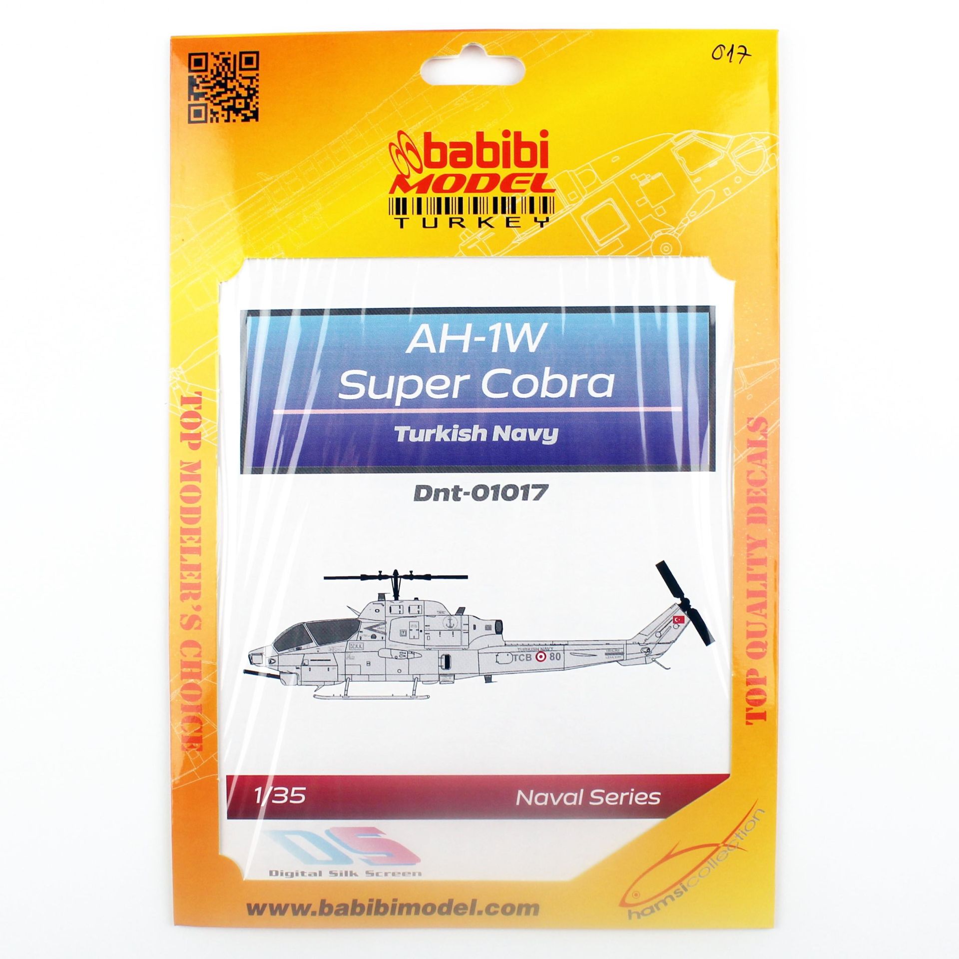 Babibi DNT01017 1/35 Ölçek, AH-1W Süper Kobra Türk Deniz Kuvvetleri Decal Çıkartma