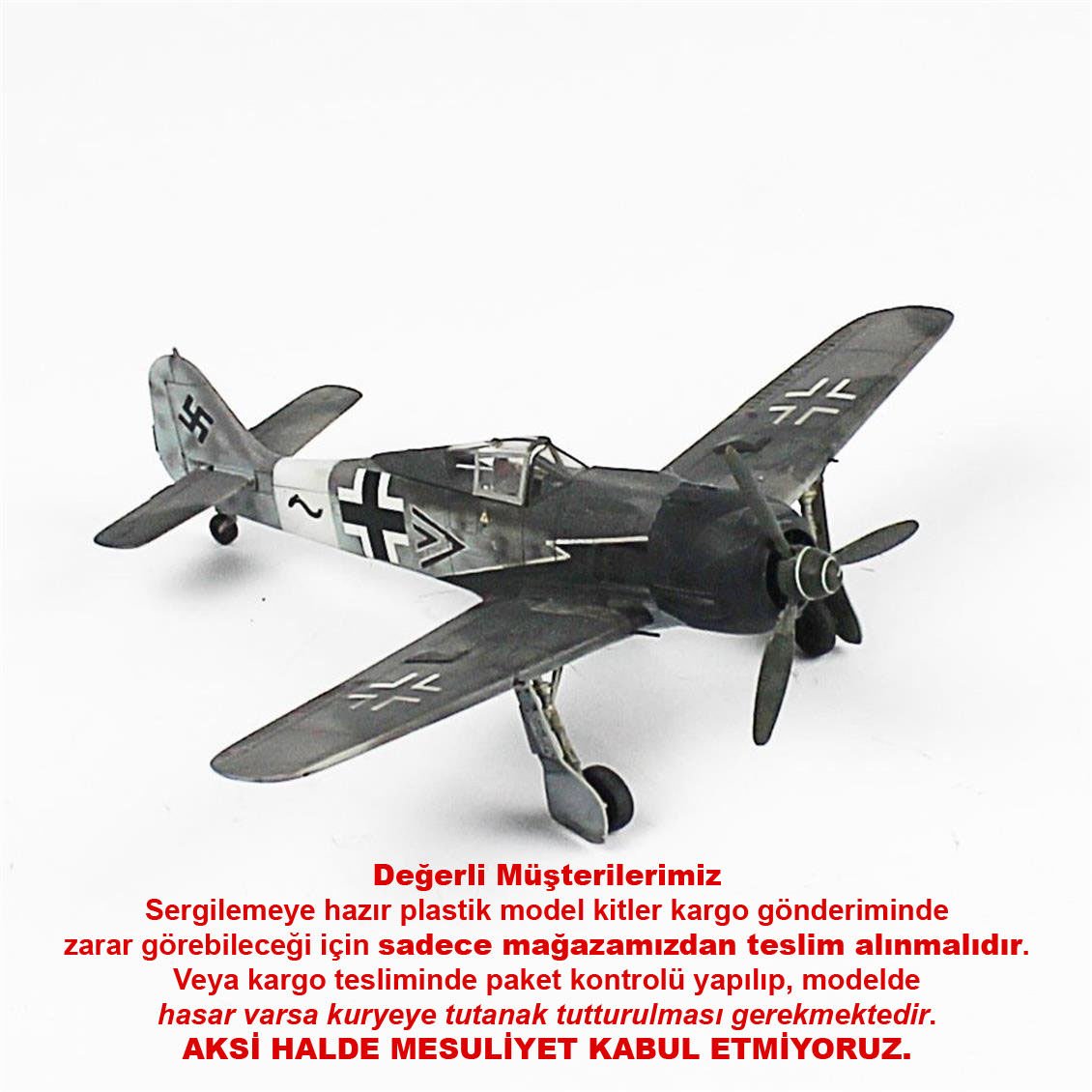 QD024 1/72 Ölçek, Focke-Wulf 190 A-5 Sergilemeye Hazır Plastik Uçak Maketi