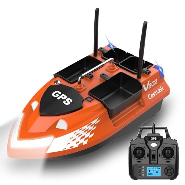 Flytec V802 Pro 500M Menzilli, GPS'li, 160 Konumlu, Oto Eve Dönüş, Yüksek Kapasiteli Batarya, Yüksek Hızlı (25Km/S Hız) Balık, Sazan Yemleme Teknesi ve Botu + Çantalı Normal Paket