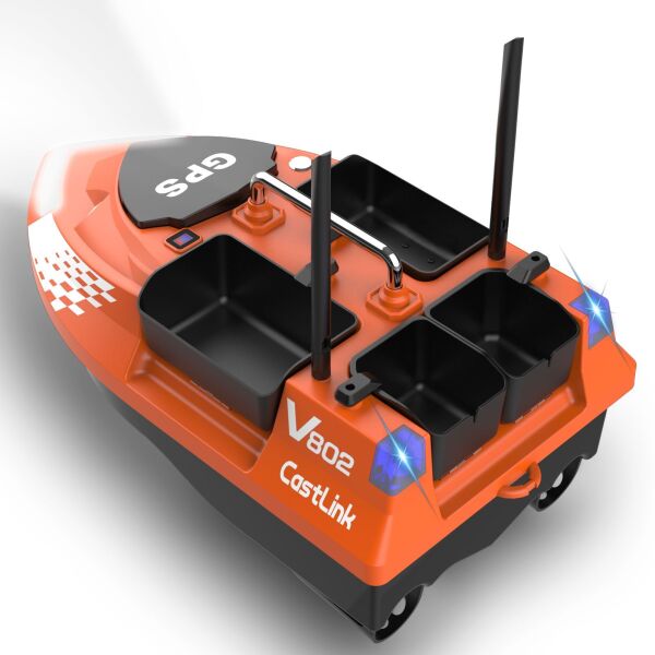 Flytec V802 Pro 500M Menzilli, GPS'li, 160 Konumlu, Oto Eve Dönüş, Yüksek Kapasiteli Batarya, Yüksek Hızlı (25Km/S Hız) Balık, Sazan Yemleme Teknesi ve Botu + Çantalı Normal Paket