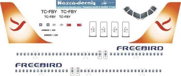 Nazca Decals Frb003 1/144 Ölçek, Freebird Decal-New Scheme Orange Tail