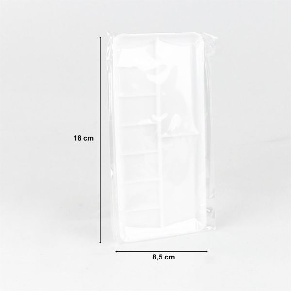 Vallejo HS121 Dikdörtgen Hazneli Plastik Boya Paleti, 18x8,5 cm.