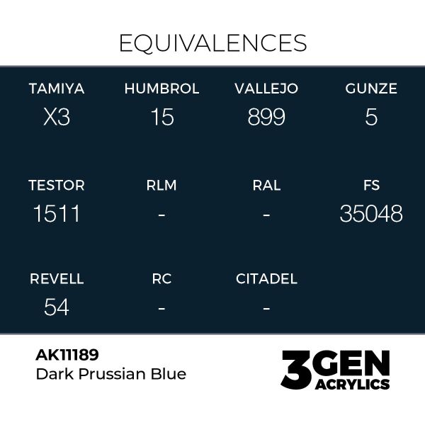 AK 11189 17 ml. Dark Prussian Blue, 3GEN Akrilik Model Boyası