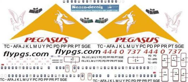 Nazca Decals Peg001 1/144 Ölçek, Pegasus B737-400 Classic -Tc Afa