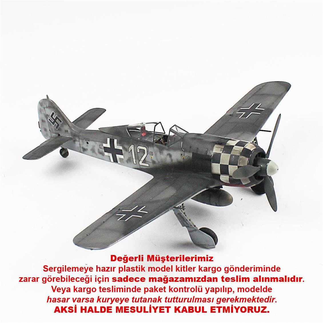 QD031 1/48 Ölçek, Focke-Wulf 190 F-8 Sergilemeye Hazır Plastik Uçak Maketi