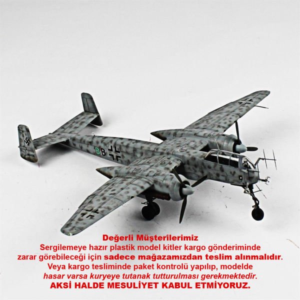 QD034 1/72 Ölçek, HE-219 Sergilemeye Hazır Plastik Uçak Maketi
