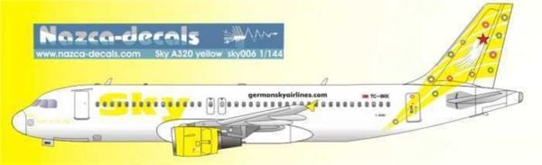 Nazca Decals Sky006 1/144 Ölçek, Sky A320 Yellow
