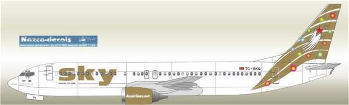 Nazca Decals Sky010 1/144 Ölçek, Sky B737-400 Gold With Laser Printed