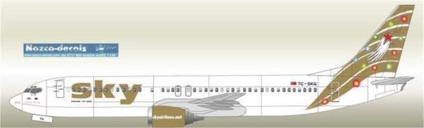 Nazca Decals Sky010 1/144 Ölçek, Sky B737-400 Gold With Laser Printed